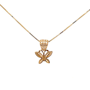 10K Real Gold Fancy Butterfly Charm With Box Chain
