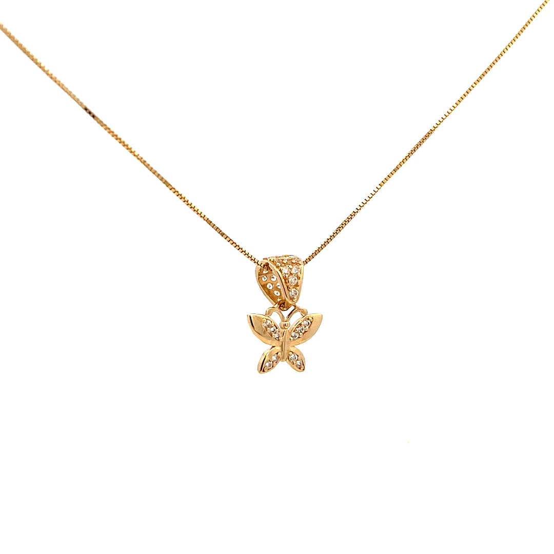 10K Real Gold Fancy Butterfly Charm With Box Chain