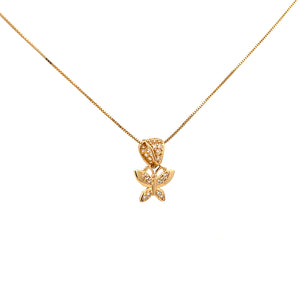 10K Real Gold Fancy Butterfly Charm With Box Chain