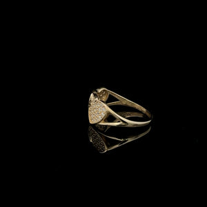 10K Real Gold Double Heart CZ Ring