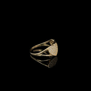 10K Real Gold Double Heart CZ Ring