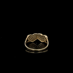 10K Real Gold Double Heart CZ Ring