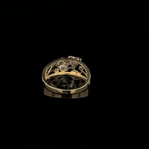 10K Real Gold 2 Hearts Leave Design CZ Ring