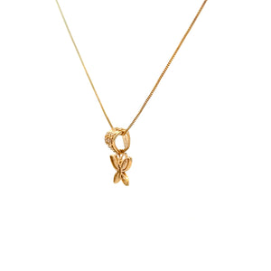 10K Real Gold Fancy Butterfly Charm With Box Chain