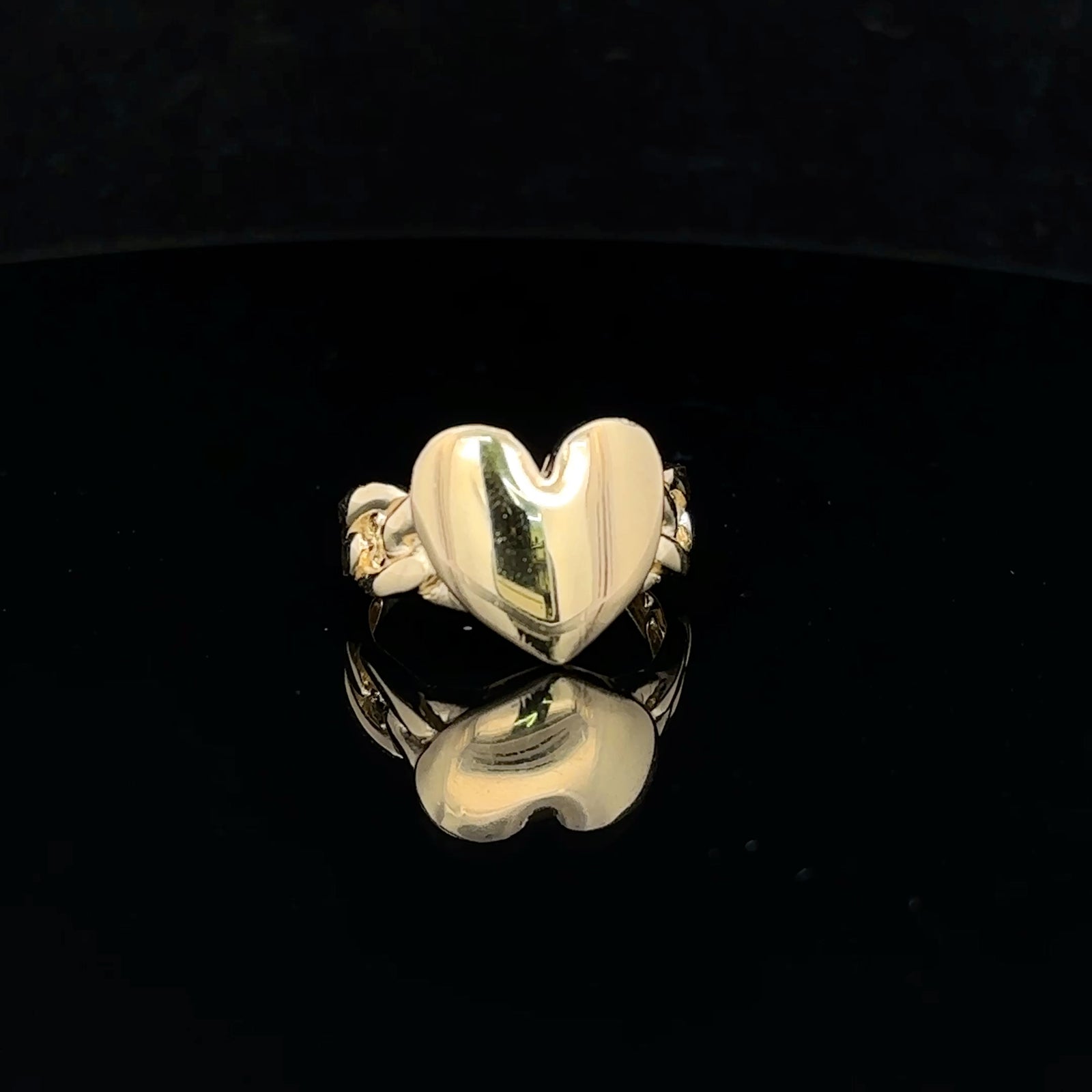 10K Real Gold Link Style Heart Ring