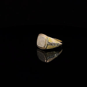 10k Real Gold Front CZ Greek Key Design Ring