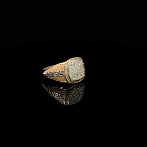 10k Real Gold Front CZ Greek Key Design Ring
