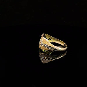 10k Real Gold Front CZ Greek Key Design Ring