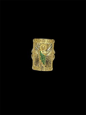 10K Real Gold Saint Jude Green CZ Ring