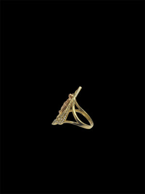 10k Real Gold Santa Muerte 2 Tone CZ Ring