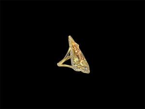 10k Real Gold Santa Muerte 2 Tone CZ Ring