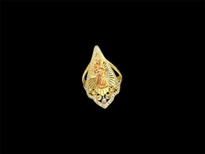 10k Real Gold Santa Muerte 2 Tone CZ Ring