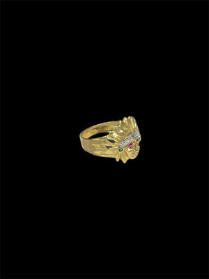 10k Real Gold Man Face CZ Ring