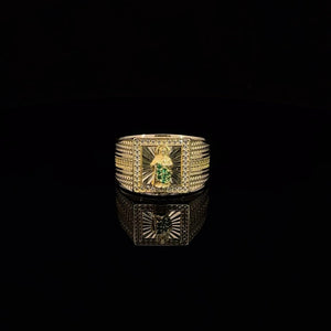 10K Real Gold Saint Jude Square Shaped Design CZ Ring