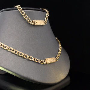 10k Real Gold 4.5mm Gold Chino Chain & Bracelet with Greek Style Border Lock