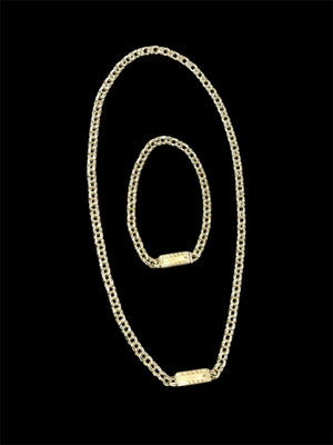 10k Real Gold 4.5mm Gold Chino Chain & Bracelet with Greek Style Border Lock