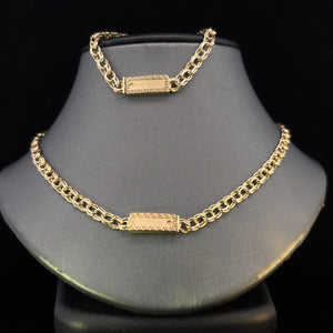 10k Real Gold 4.5mm Gold Chino Chain & Bracelet with Greek Style Border Lock