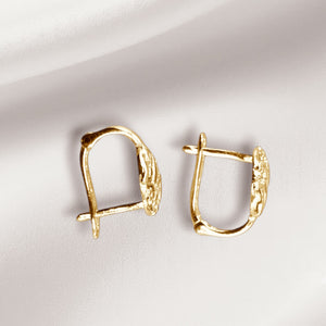 10K Real Gold Butterfly Design Round Small Earrings With French clip