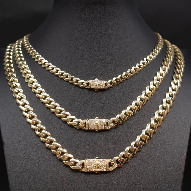 14K Hollow Monaco Chain With CZ Box Clasp