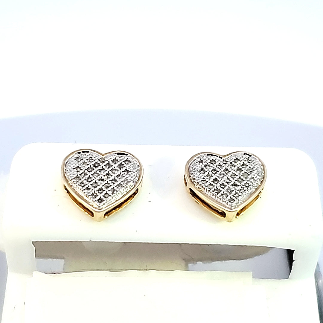 10K Y Gold with 0.21 Ct MP Diamond Heart Earring (M) for Girls/Women