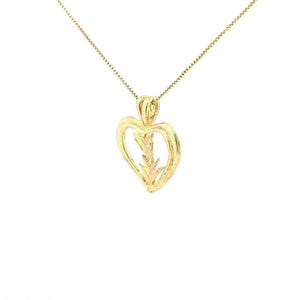 10K Real Gold Flower In Heart DC Charm with Box Chain