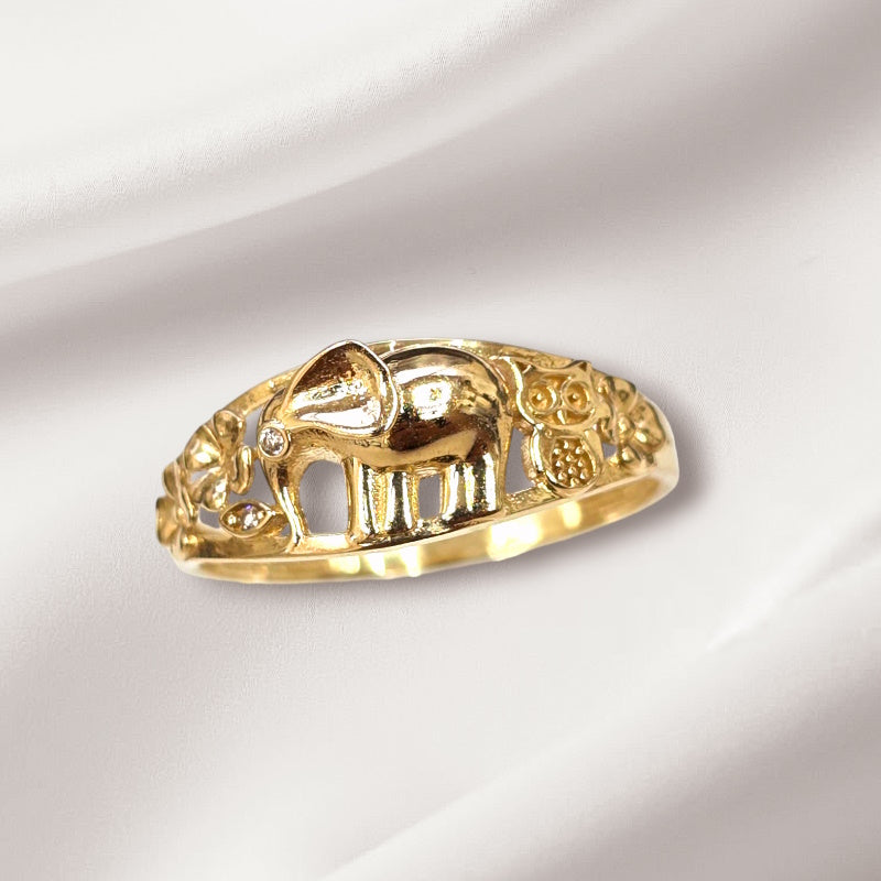 10K Real Gold Fancy Elephant Ring