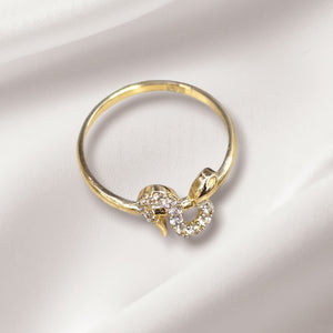 10K Real Gold CZ Studded Snake Ring