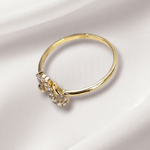 10K Real Gold CZ Studded Snake Ring