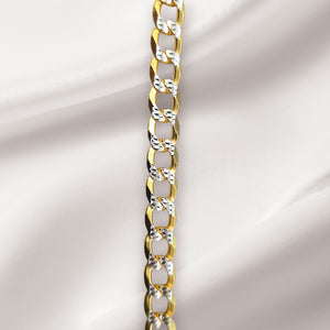 925 Sterling Silver Gold Plated Two Tone Solid Cuban Bracelet