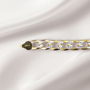 925 Sterling Silver Gold Plated Two Tone Solid Cuban Bracelet