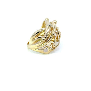 10K Real Gold Round Link Style Hollow Ring