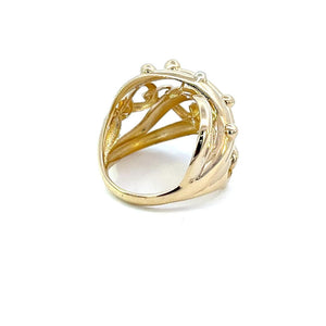 10K Real Gold Round Link Style Hollow Ring