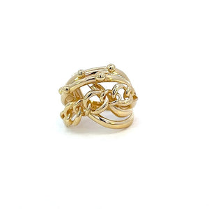 10K Real Gold Round Link Style Hollow Ring