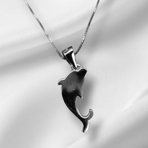 925 Sterling Silver Dolphin Fish Charm/ Pendant With Box Chain