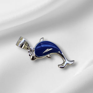 925 Sterling Silver Dolphin Fish Charm/ Pendant With Box Chain