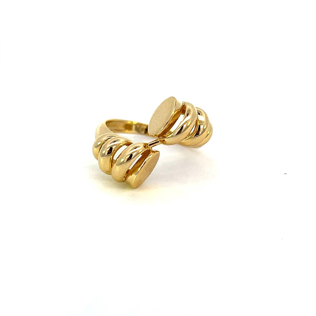 10K Real Gold Round Swirl Link Style Hollow Ring