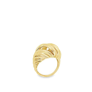 10K Real Gold Swirl Dome Style Hollow Ring