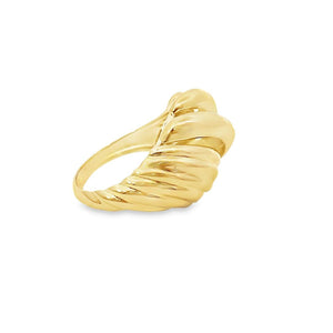 10K Real Gold Swirl Dome Style Hollow Ring