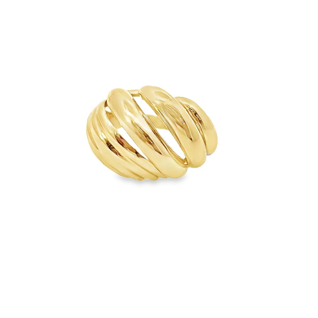 10K Real Gold Swirl Dome Style Hollow Ring