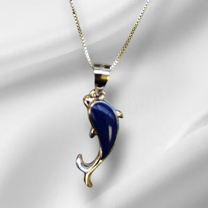 925 Sterling Silver Dolphin Fish Charm/ Pendant With Box Chain