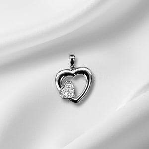925 Sterling Silver Double Heart Charm/ Pendant With Box Chain