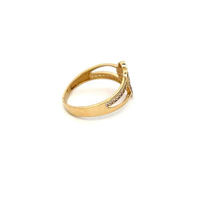 10K Real Gold CZ Double Heart Ring