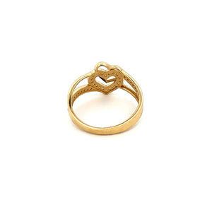 10K Real Gold CZ Double Heart Ring