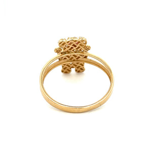 10K Real Gold CZ Teddy Bear With Red Heart Ring