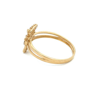 10K Real Gold CZ Teddy Bear With Red Heart Ring