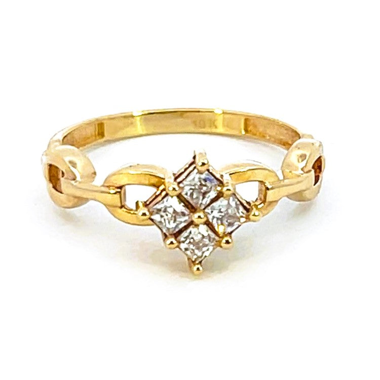 10K Real Gold Link Style CZ Ring