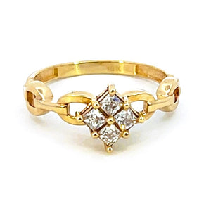 10K Real Gold Link Style CZ Ring