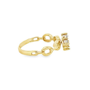 10K Real Gold Link Style CZ Ring