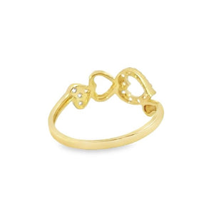 10K Real Gold Three Heart Ring