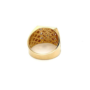 10K Real Gold Front CZ Greek Key Men's Ring